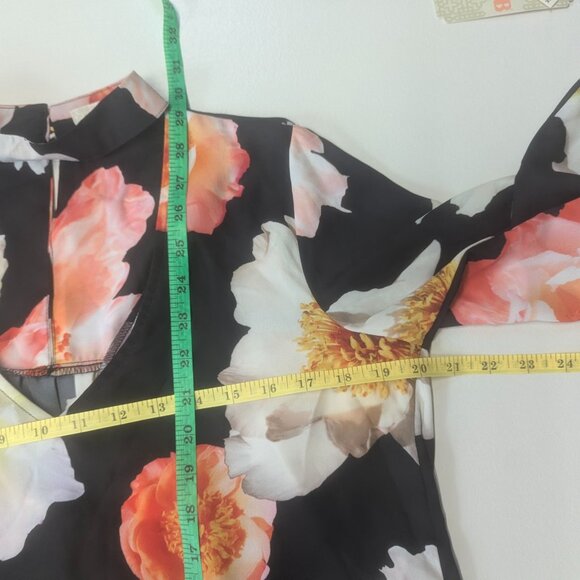 NWT Gianni Bini Choker Neck Black Floral Tunic Size Small - Picture 9 of 14